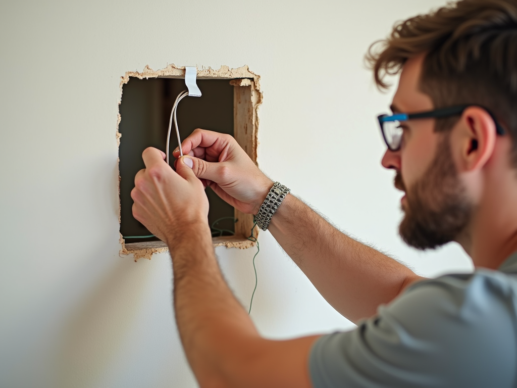 Using fish tape for wire installation
