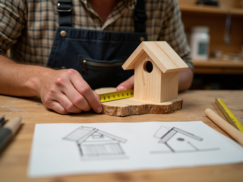 A woodworker measuring wood for a project.