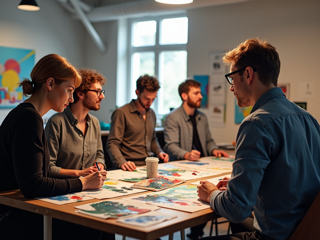 Painters attending a workshop on innovative tools.