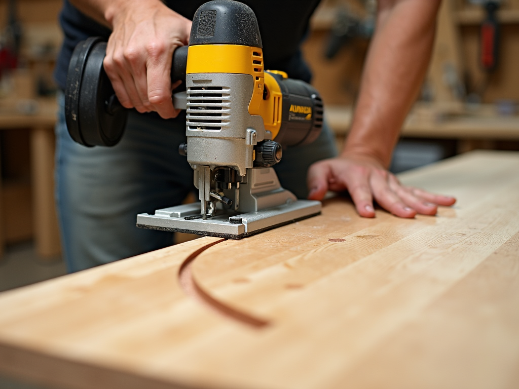 Using a jigsaw for precise curved cuts.