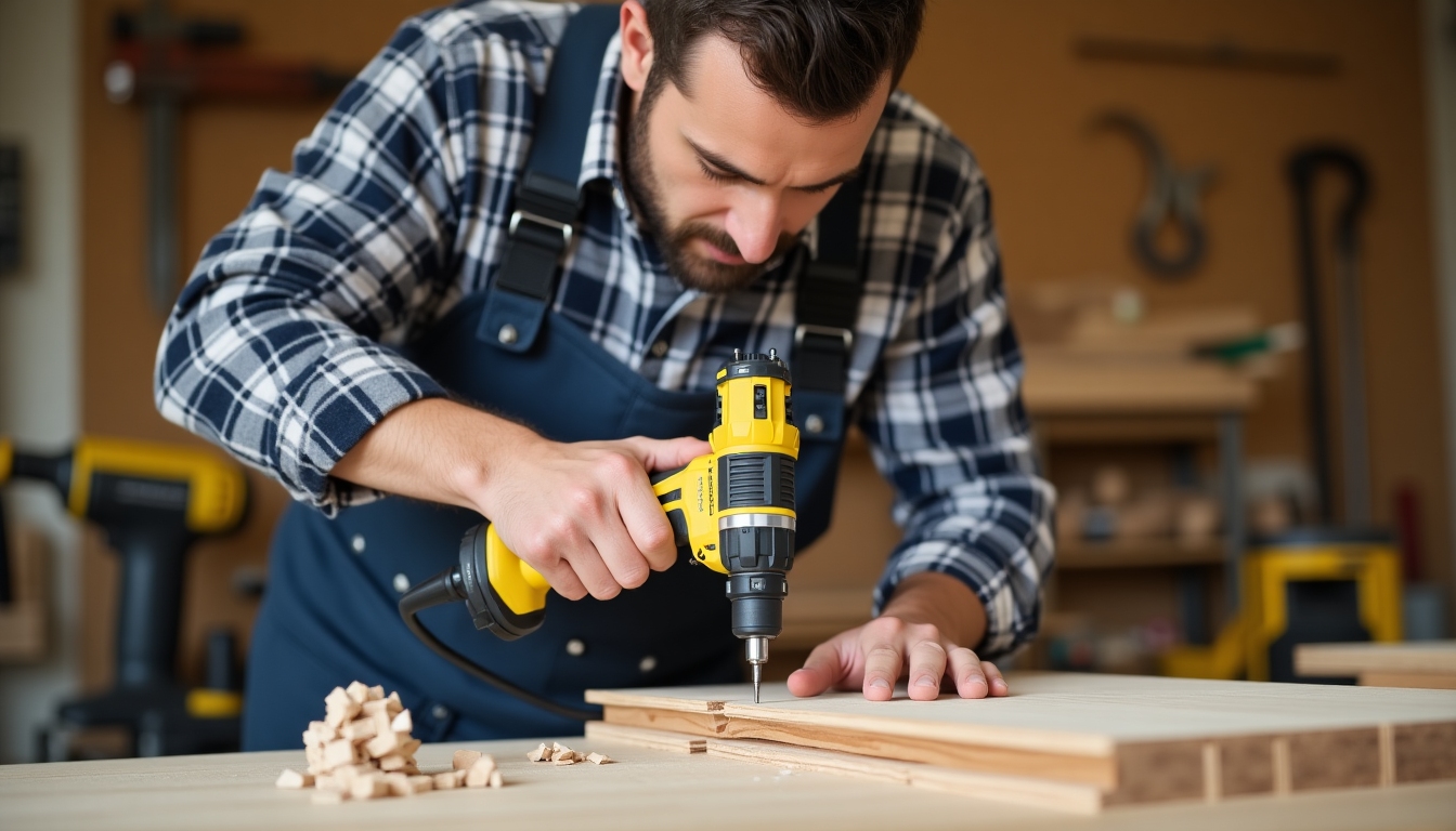 Detailed close-up of a state-of-the-art power drill in action.