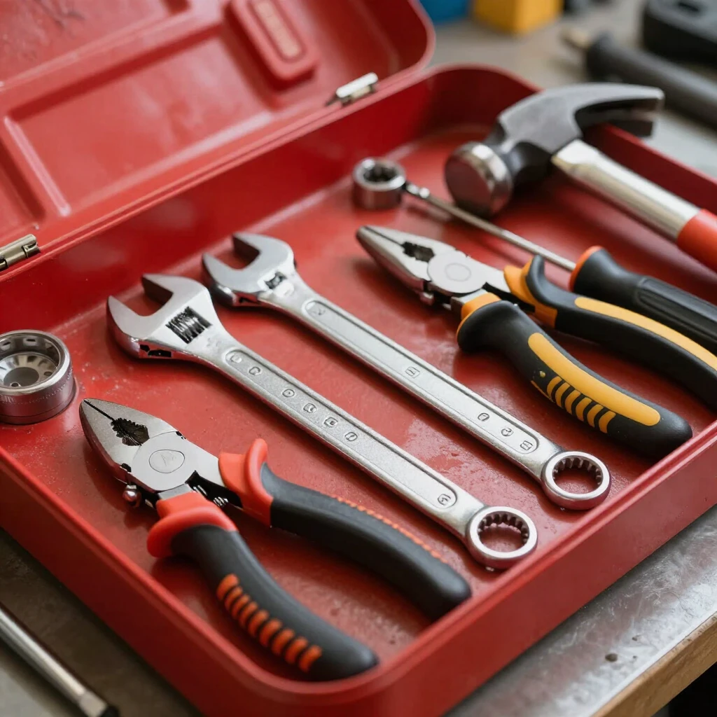 Neatly organized hand tools in a toolbox for proper storage