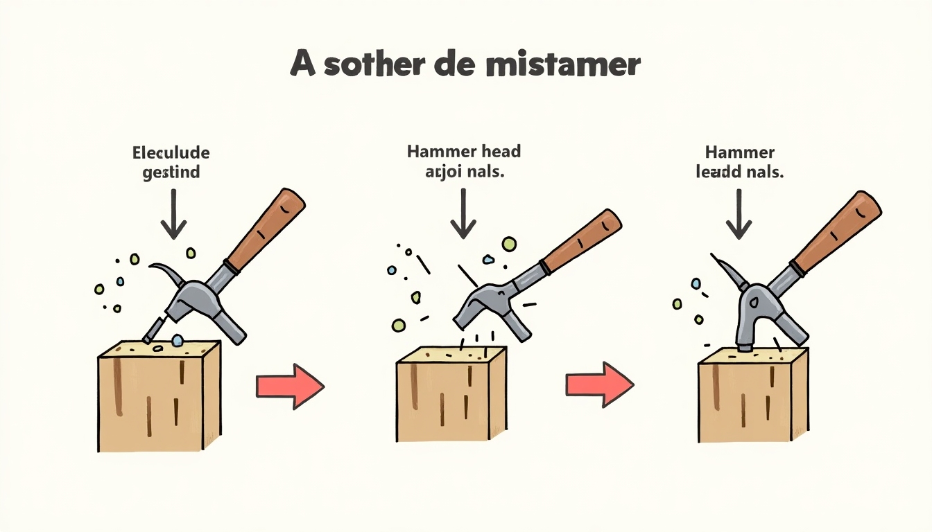 Illustration of common hammering mistakes with solutions