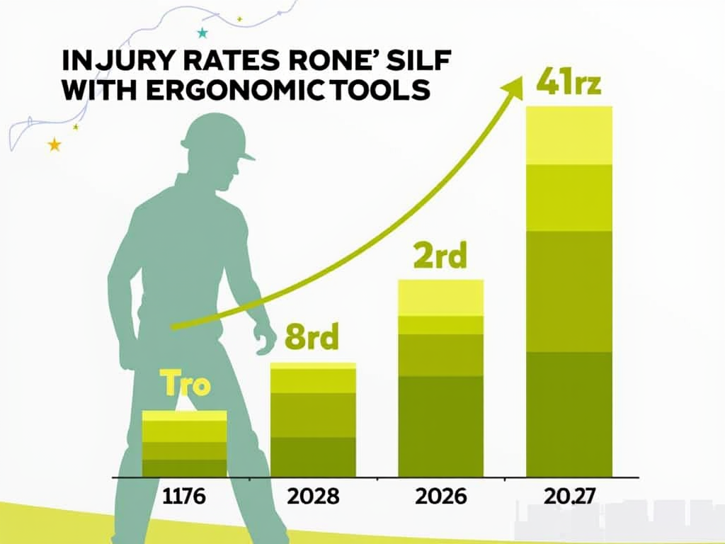 Chart of injury rates with ergonomic tools
