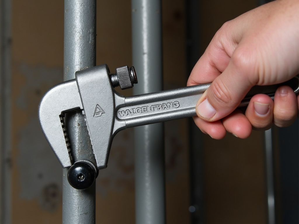 Adjustable wrench tightening a bolt