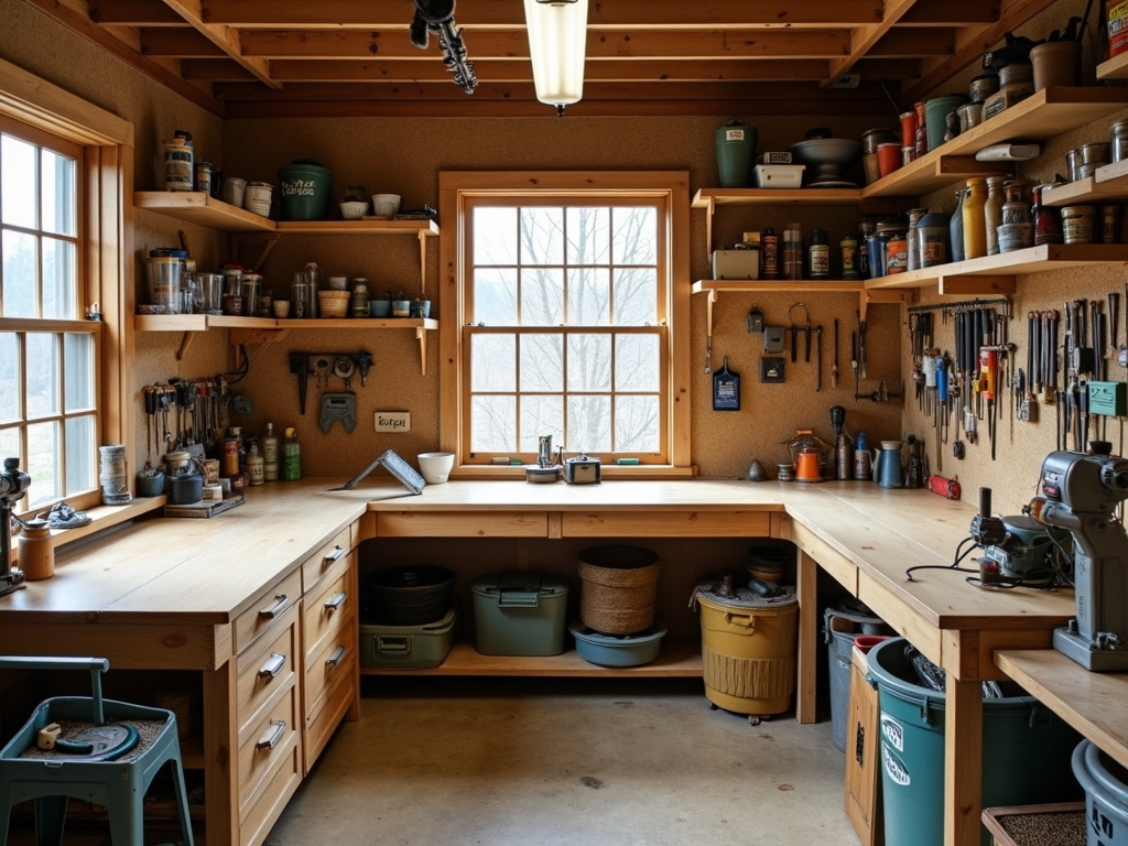 A well-organized small workshop maximizing every inch of space