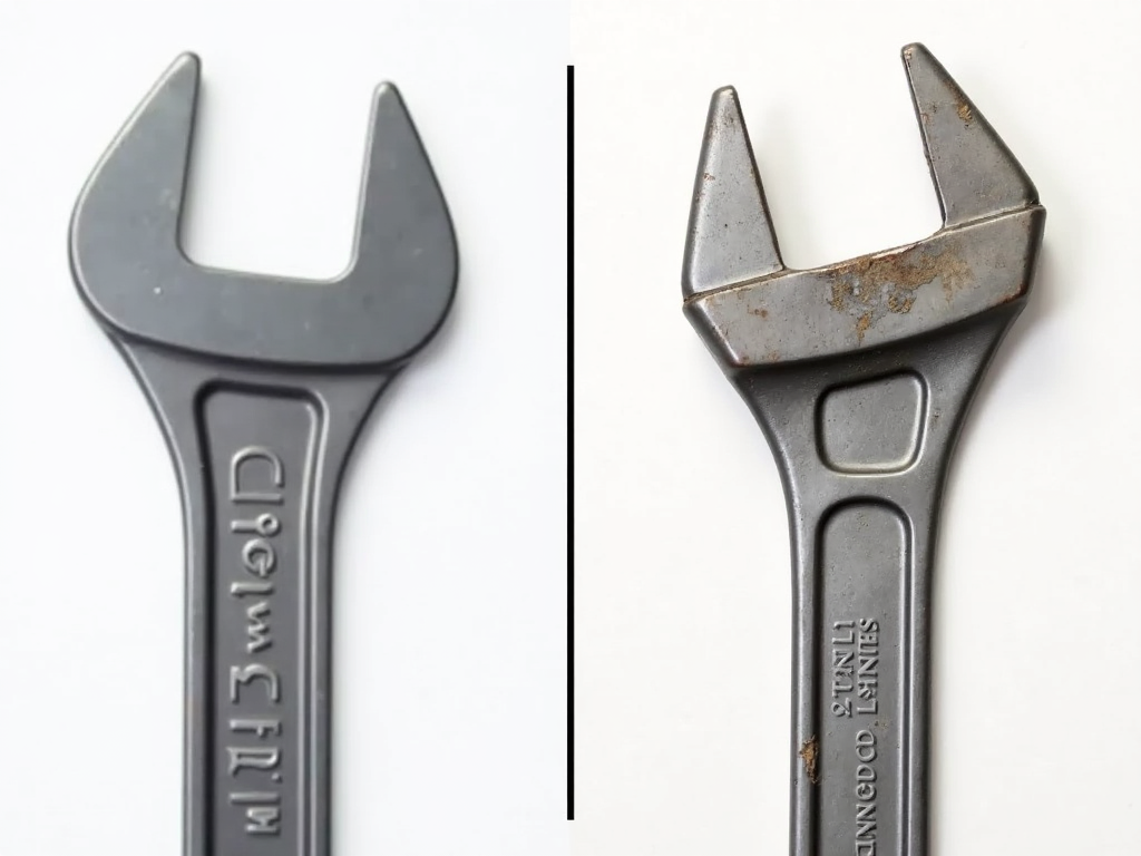 Side-by-side comparison of a high-quality wrench and a low-quality wrench.
