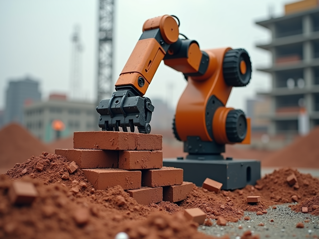 Robotic arm automating bricklaying...