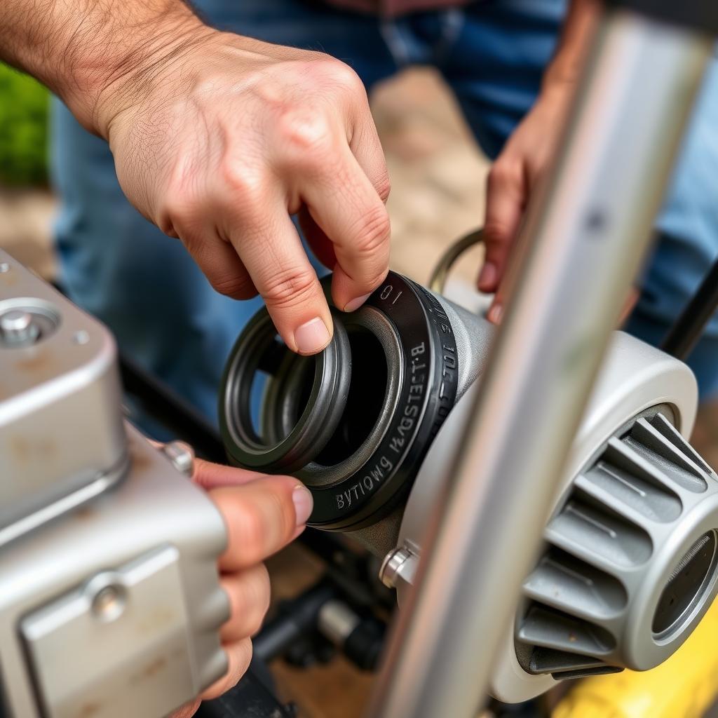 Replacing a seal in a power washer pump.