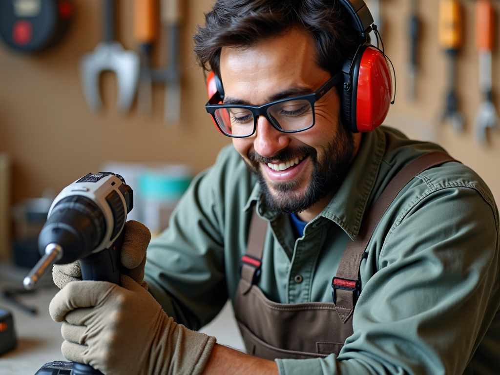 Using a power tool safely with protective gear