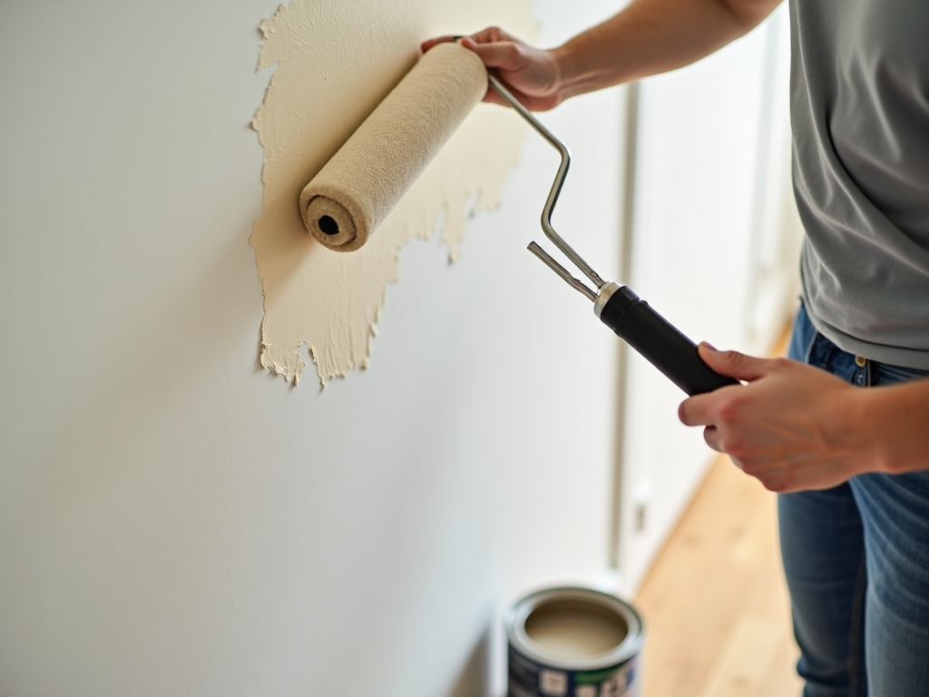 Painting with a roller and extension pole