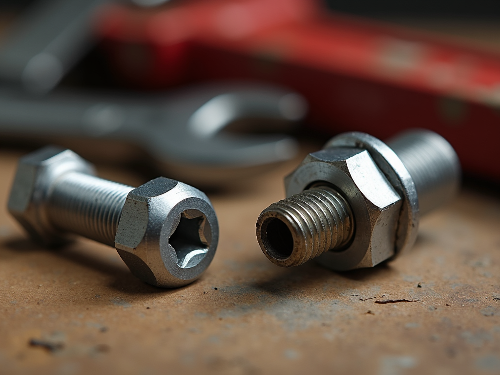 Broken bolt next to a new bolt