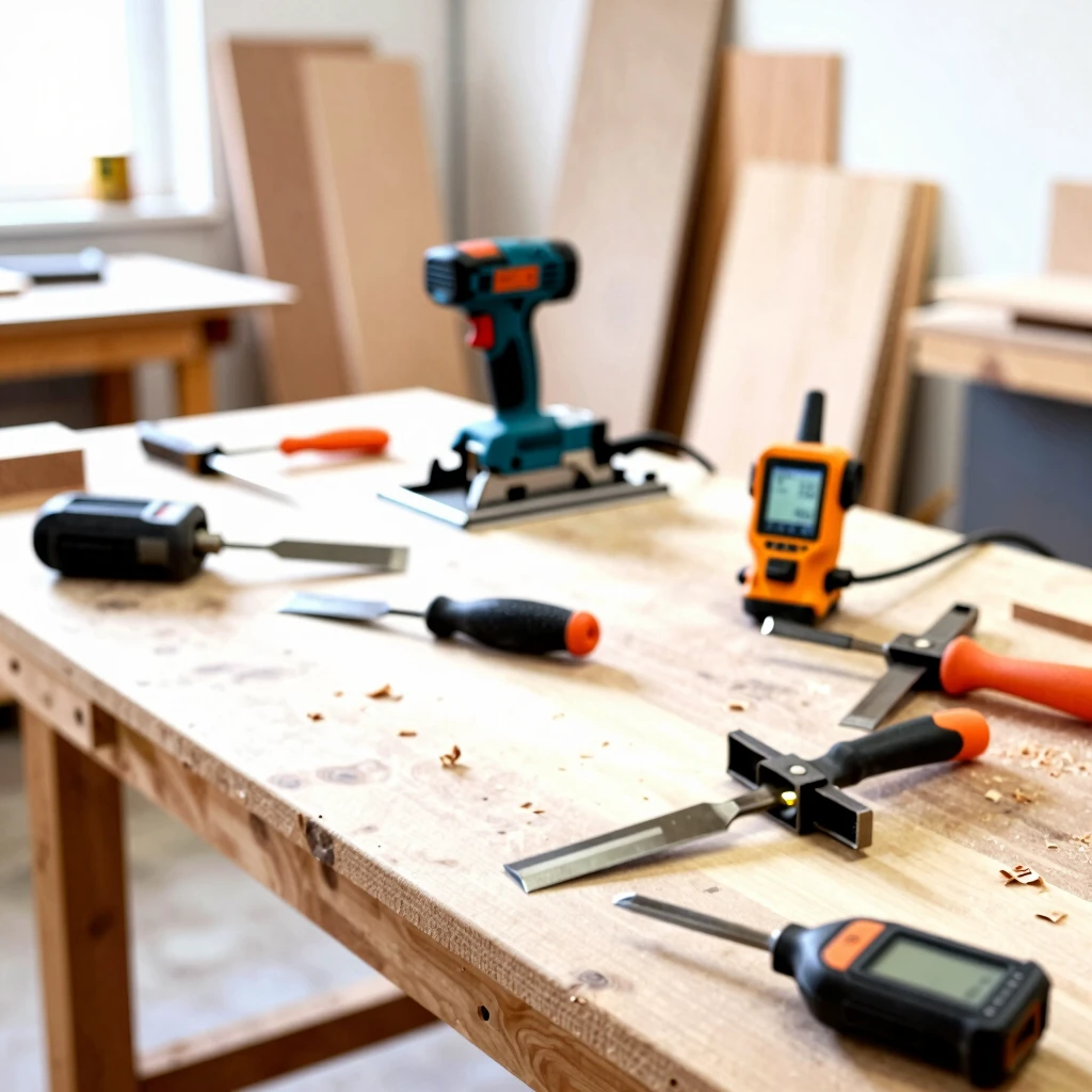 Vibrant workshop scene showcasing 2024's innovative workman tools and equipment