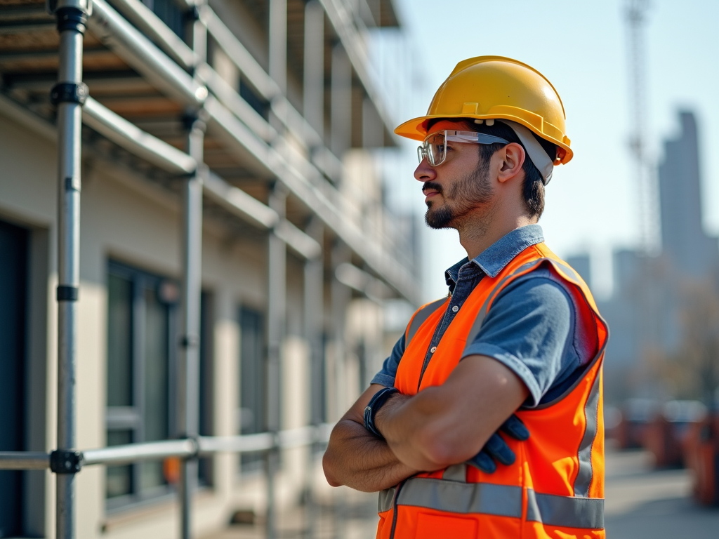 Worker in safety gear on site