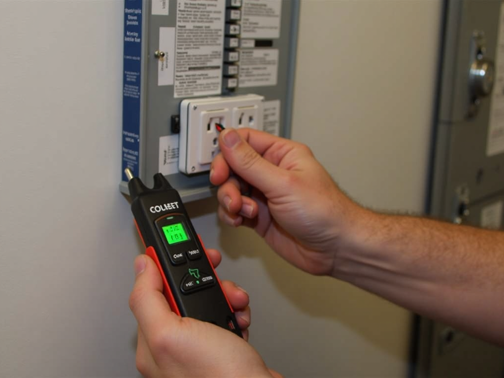Checking an outlet with a voltage tester for safety