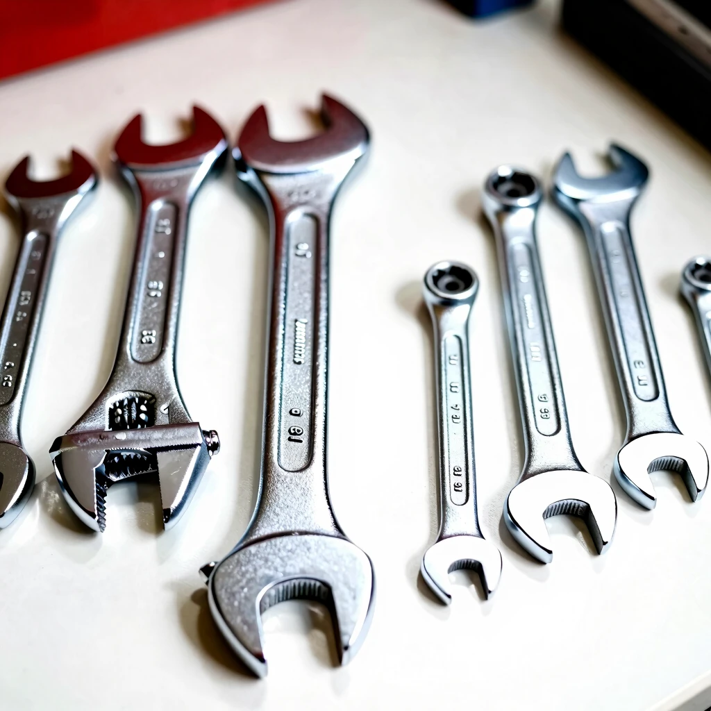 Comparison of different types of wrenches including combination, ratcheting, and adjustable