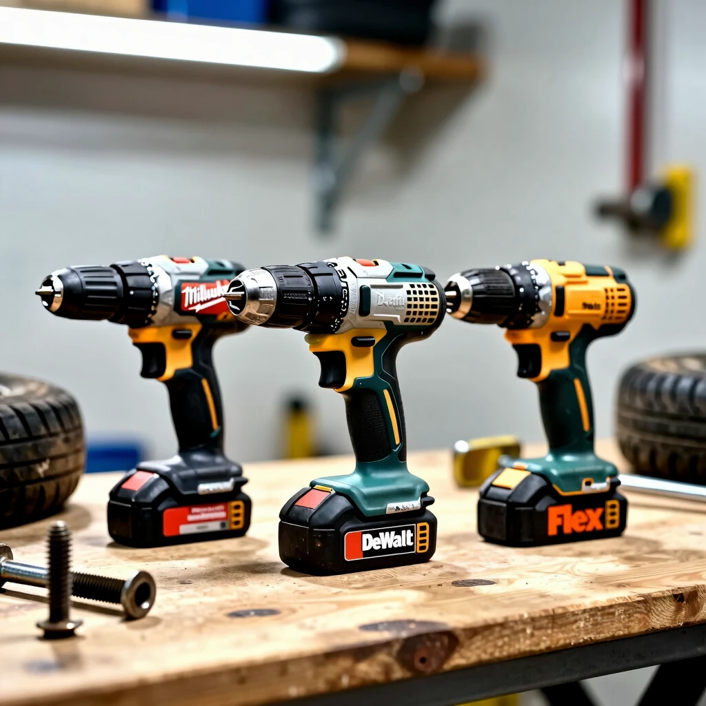 Comparison of top cordless drills on garage workbench