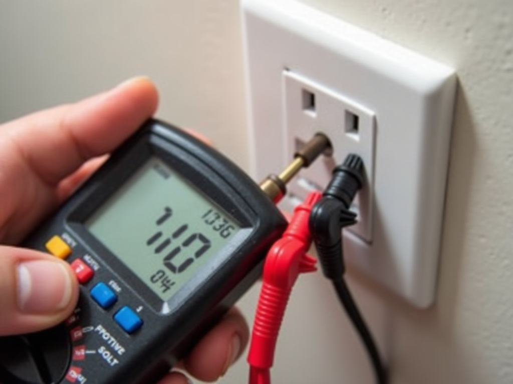 Multimeter testing an outlet