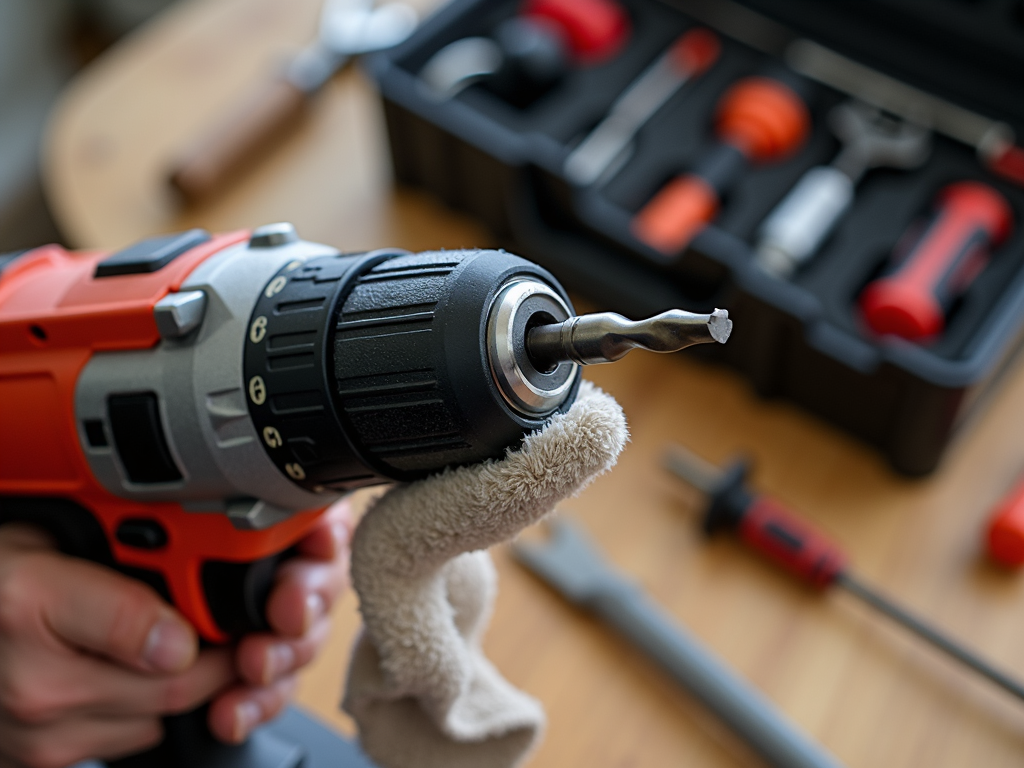 Cleaning and maintaining a power drill.