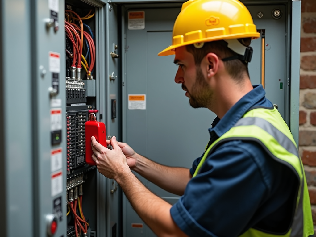 Lockout/tagout procedure in action.