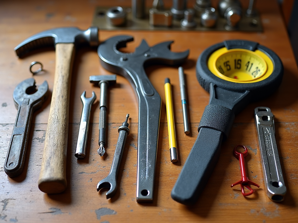 A beginner's construction tool kit with essential tools.