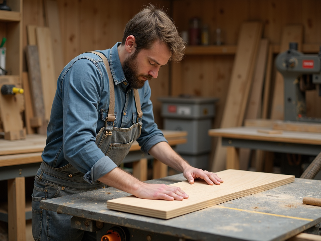Beginner practicing with a table saw