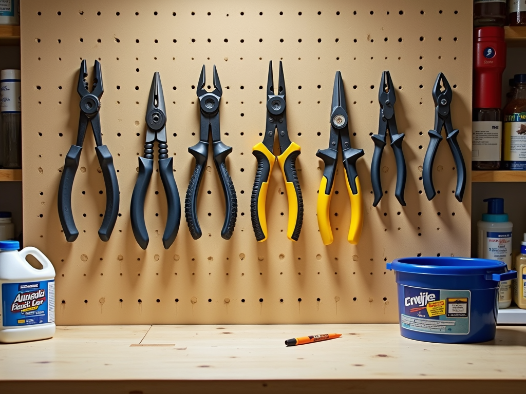 Well-maintained tools on a pegboard