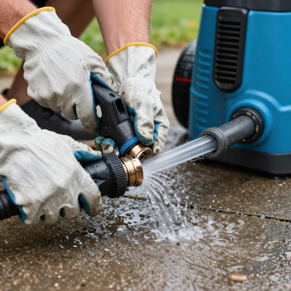 Repairing a leaking power washer hose