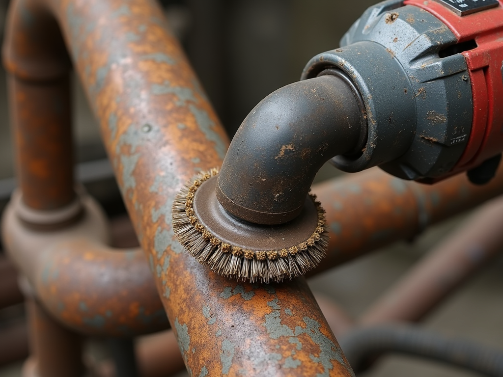 Wire brush attachment on a rotary tool