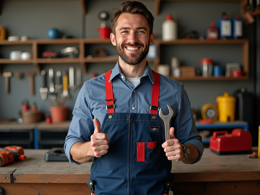 Plumber with workman tools