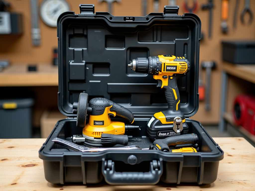 A power tool kit with various tools