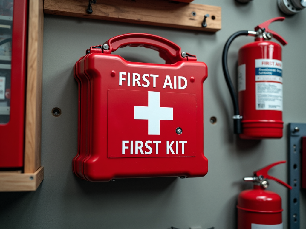 Essential emergency equipment for a workshop.