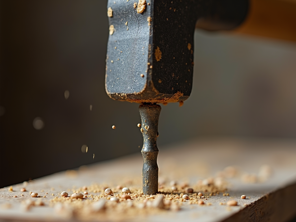 Hammer striking a nail accurately.
