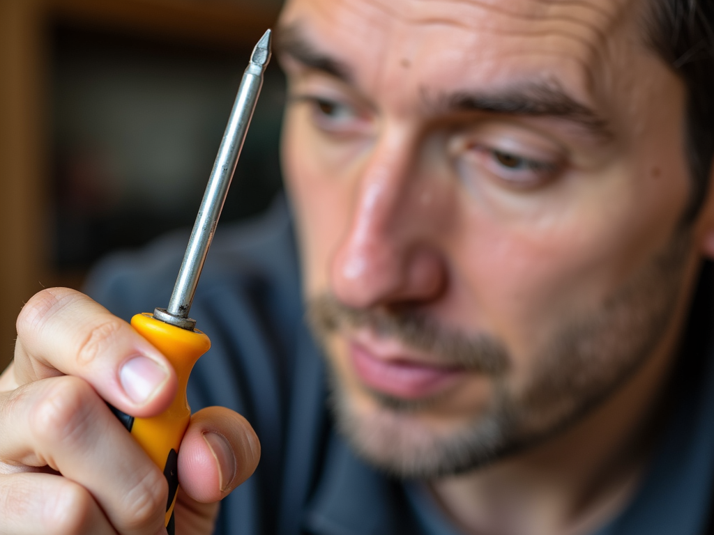 Inspecting a screwdriver for wear and tear