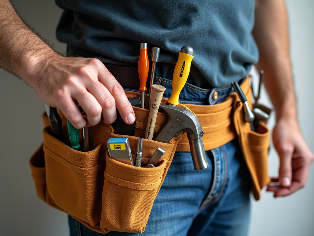 Worker with a customizable tool belt.