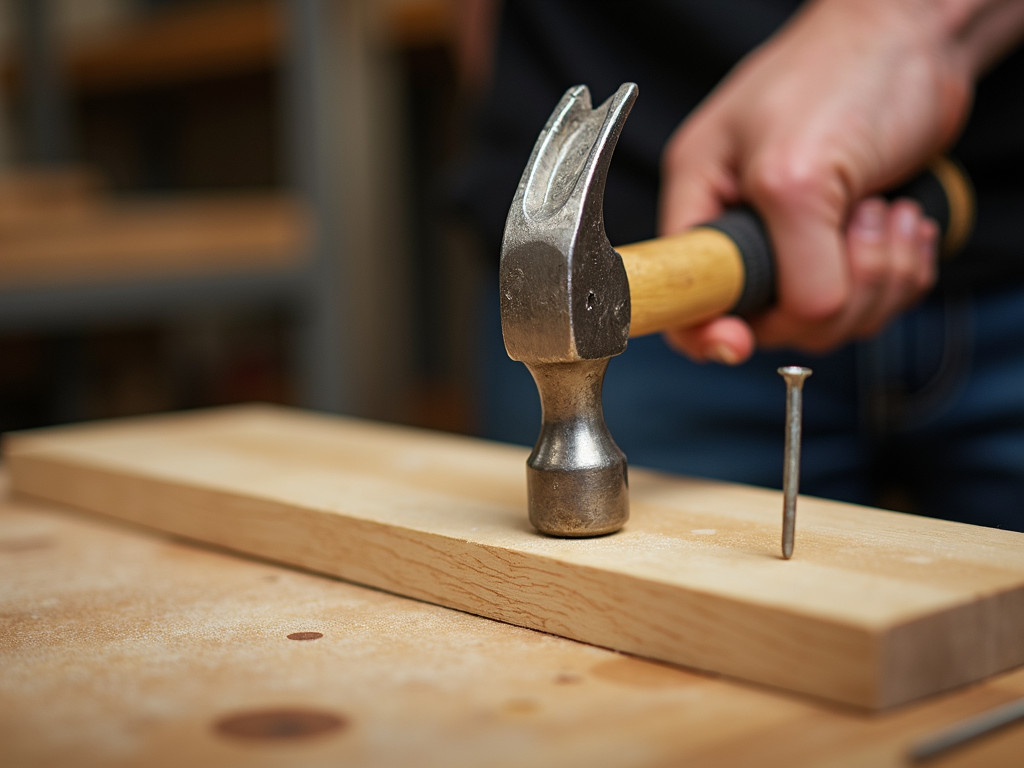 Using a hammer to drive a nail