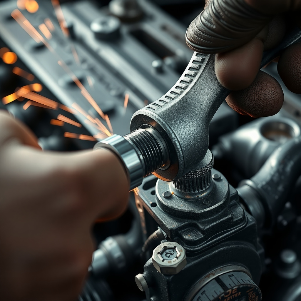 Precise torque wrench application during engine bolt tightening