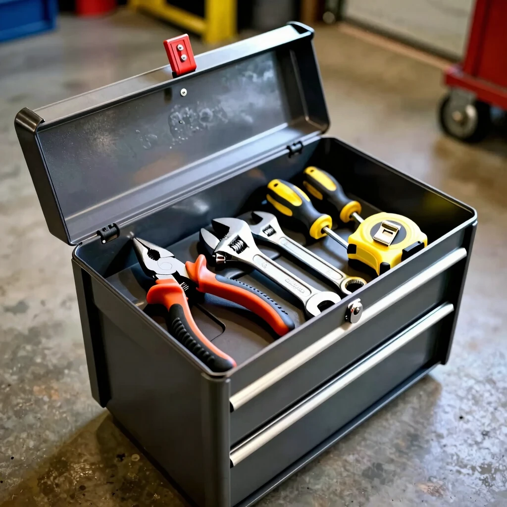 Open toolbox filled with ergonomic workman tools