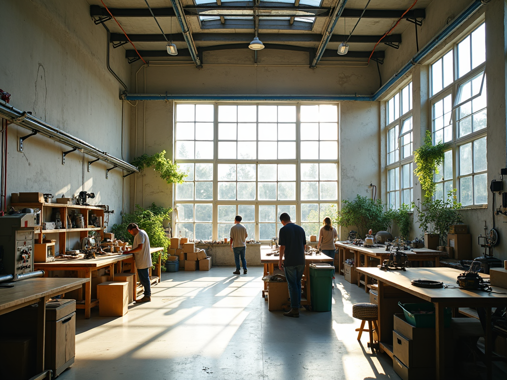 A modern workshop embracing sustainable practices.