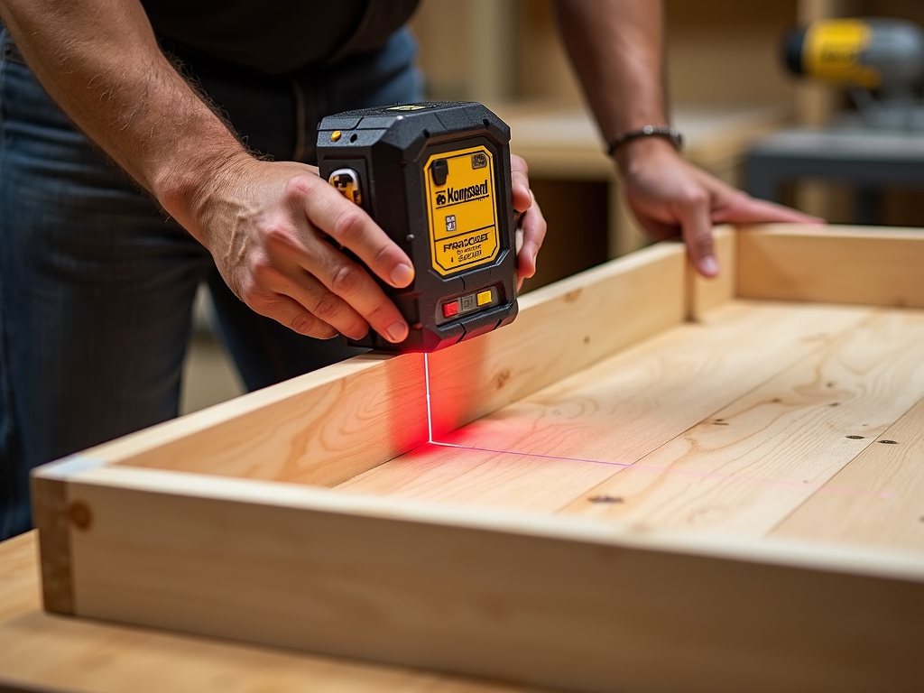 Professional using a laser level for precision work