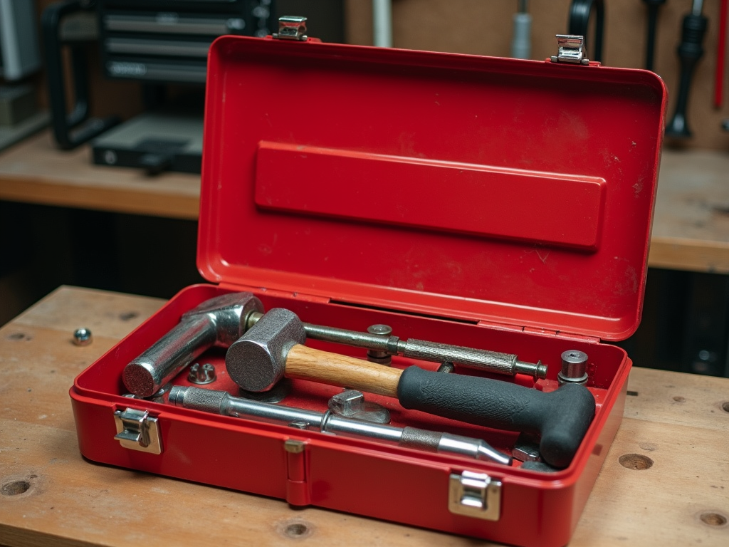 Open toolbox with tools