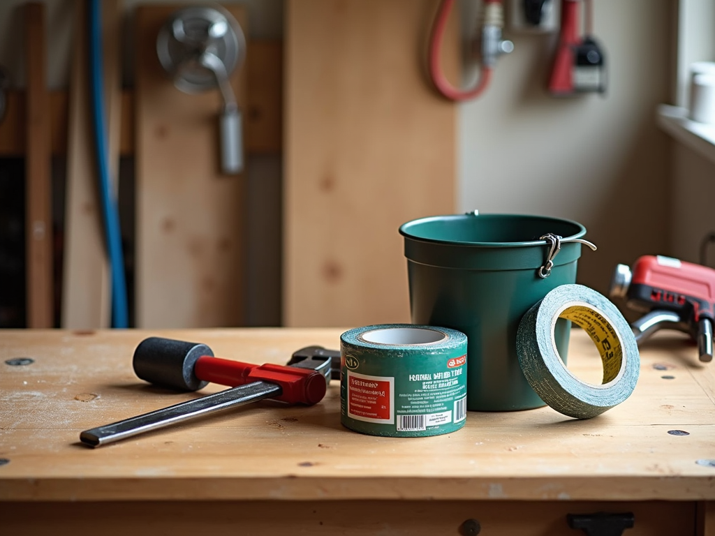 DIY plumbing tools on workbench