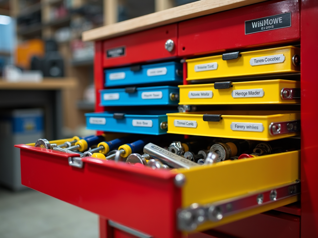 Organized toolbox with color coding