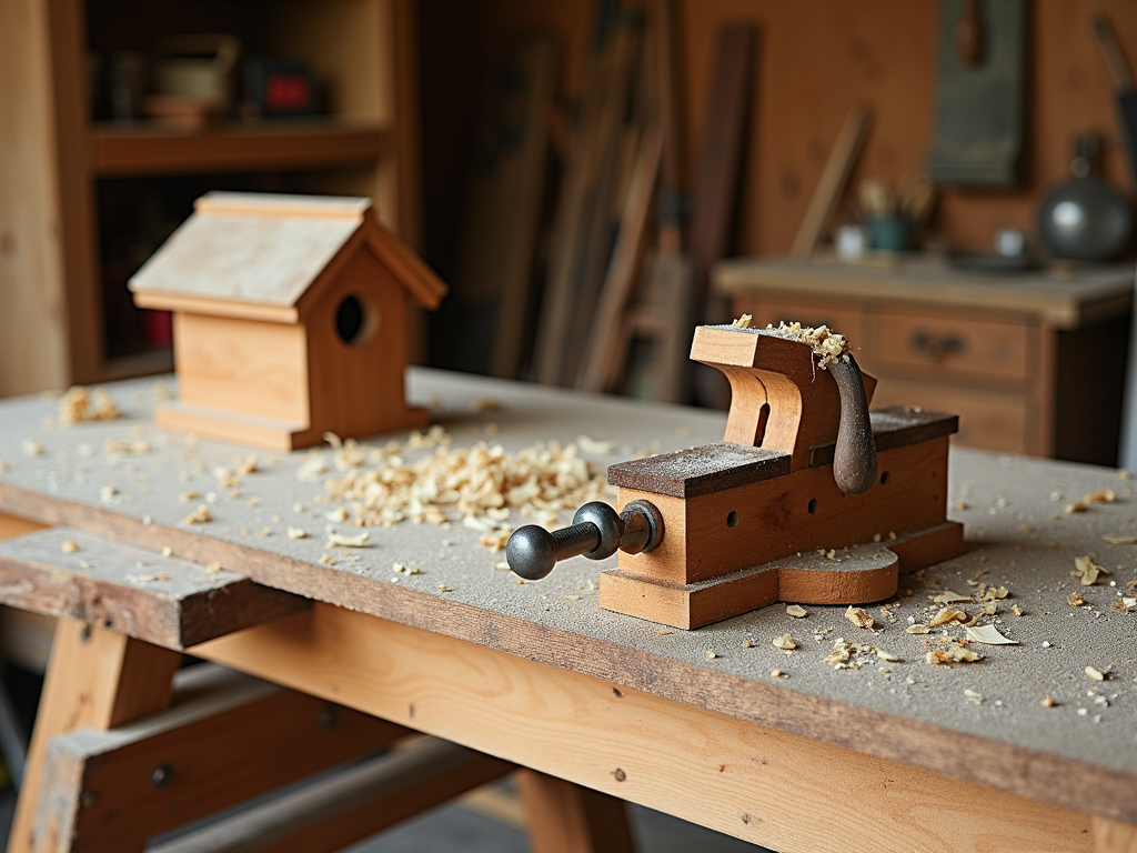 A workbench in use with a project underway.