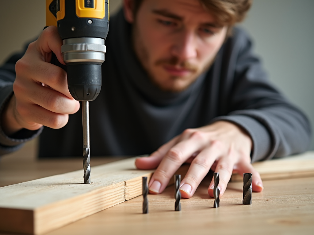 Cordless drill at work