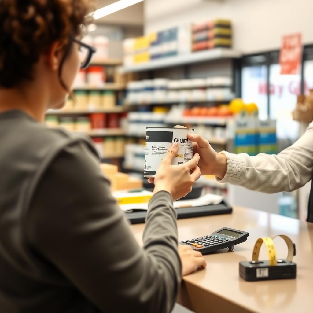 Buying paint at a store