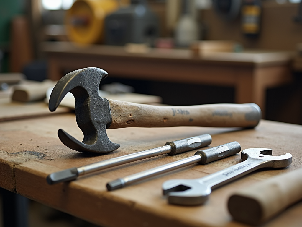 High-quality workman tools on a workbench