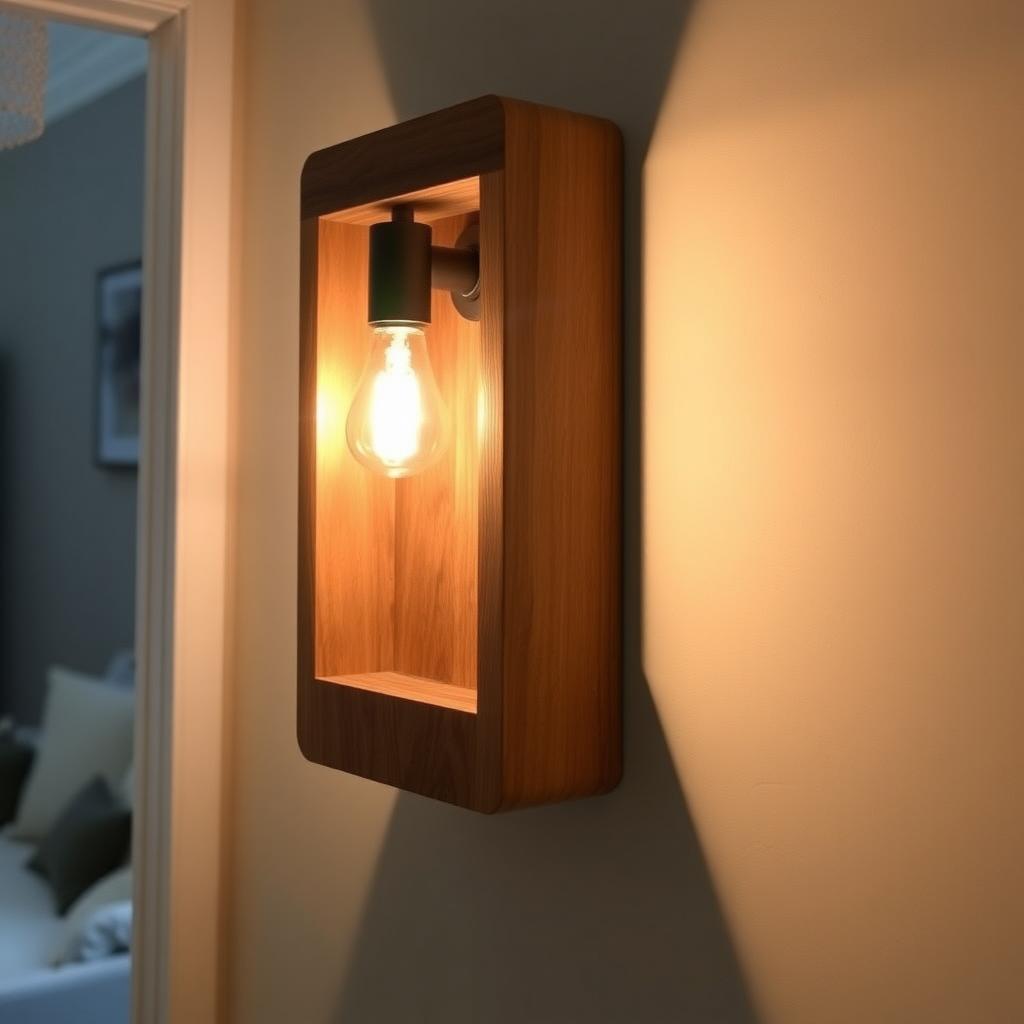Finished wooden wall sconce with LED lighting