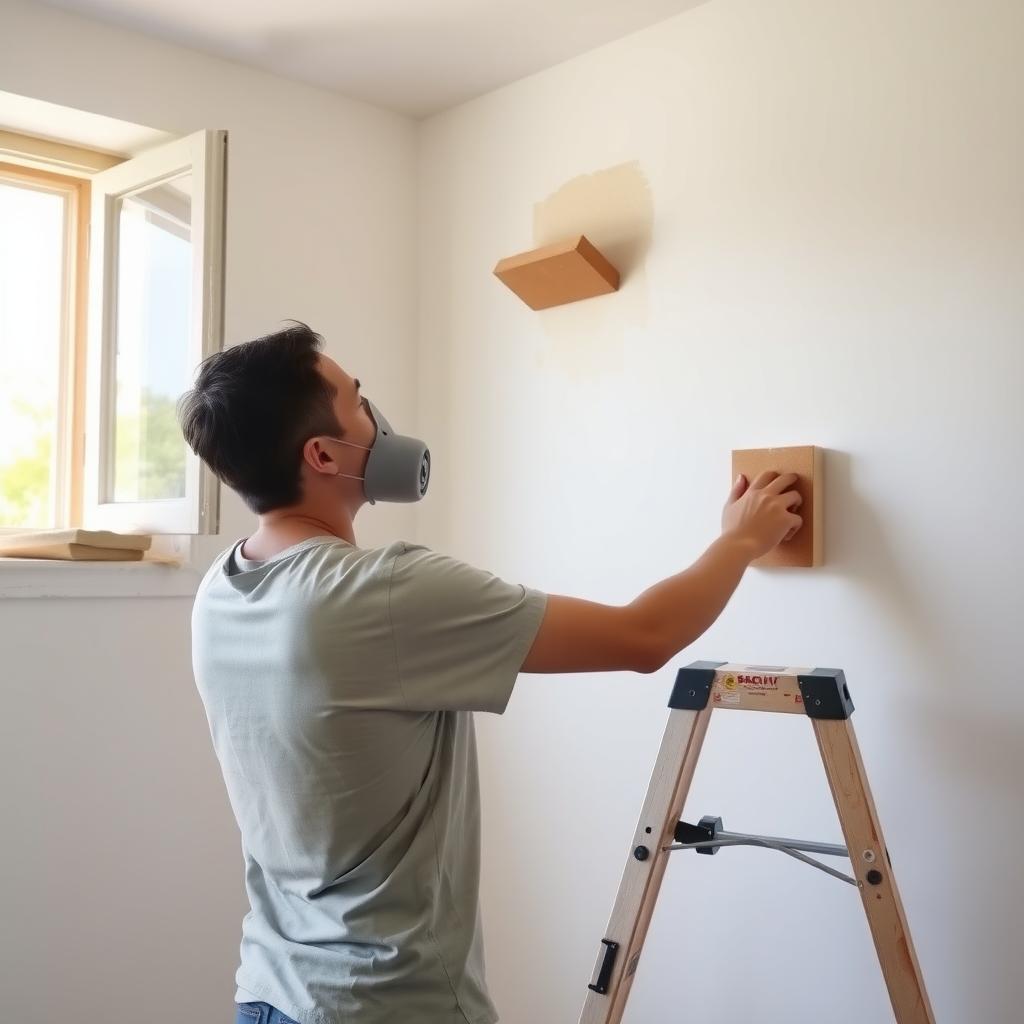 Sanding a wall for painting