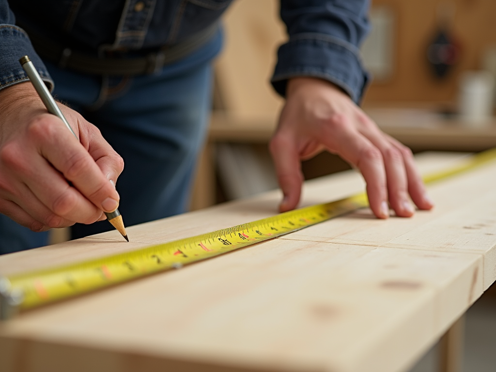 Workman using tape measure